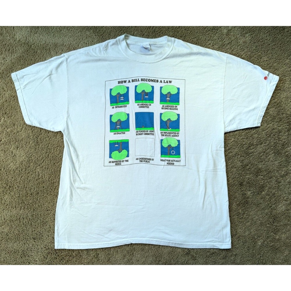 Vintage How a Bill Becomes a Law Shirt Mens XXL 90s Political Satire Hanes